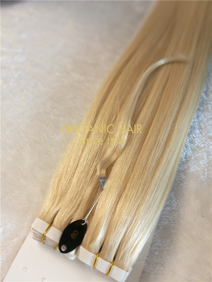 Wholesale human remy tape in hair extensions #613 X24
